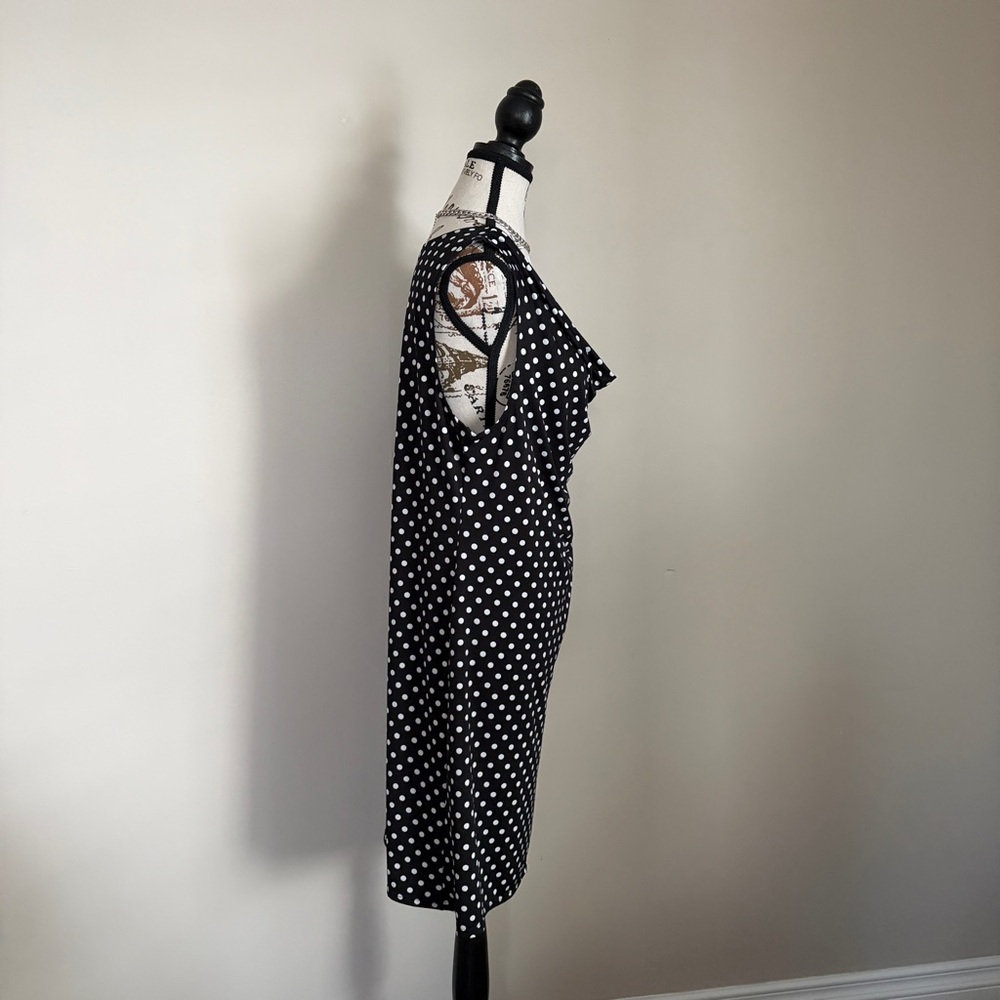 Y2K Jessica Black Polka Dot Cowl Neck Mini Dress Vintage 2000s - Picture 3 of 9
